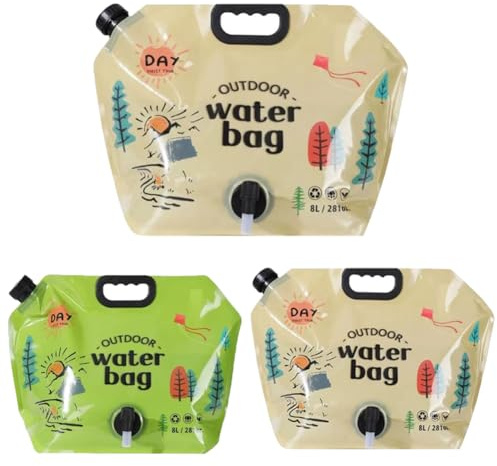 Contenitore per acqua da campeggio portatile Bottiglia d'acqua pieghevole da 8 litri con beccuccio - Bottiglia d'acqua di emergenza riutilizzabile per escursionismo all'aperto Co light yellow 2 pezzi