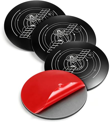 YUEKUNTJ 4 Pack Vehicle Mount Metal Stickers, 9cm Magnetic Mounting Plate with Adhesive Backing, Rust Resistant Metal Adhesive Disc Compatible with Gen 3 Satellite Antenna Bracket