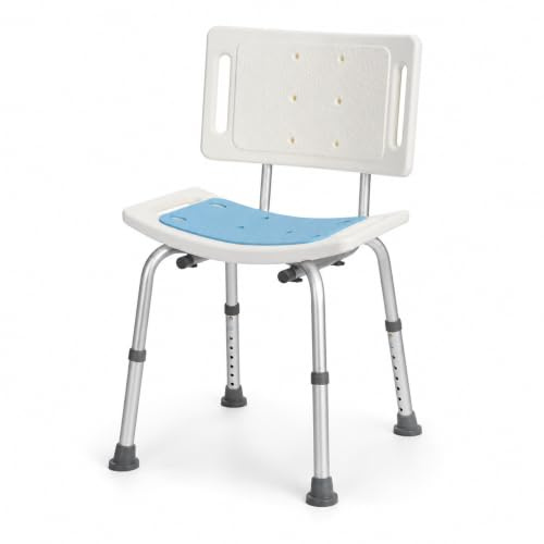 Helping Hand Adjustable Shower Chair with Back, Blue Padded Seat, 165kg Max