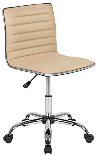 Flash Furniture Alan Designer-Bürostuhl mit niedriger Rückenlehne, ohne Armlehnen, geriffelt, Hellbraun