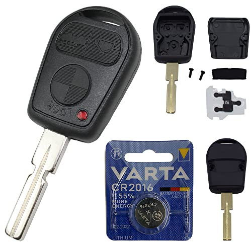 Auto Funk Schlüssel Gehäuse Autoschlüssel 3 Tasten Gehäuse Rohling HU58 mit CR2016 Batterie kompatibel für BMW E36 E31 E38 E40