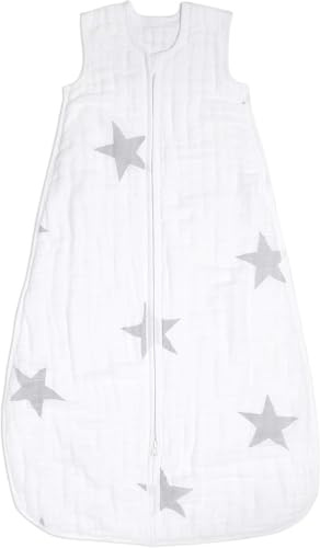 aden + anais™ Schlafsack für die Übergangszeit, 4 Lagen aus 100% Baumwoll-Musselin, tragbare Decke für Mädchen & Jungen, atmungsaktiver Schlafsack für Babys, 1,5 TOG, 6-18 Monate, Twinkle