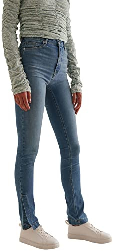 NA-KD Jeans Ajustados con Abertura Lateral para Mujer, Mediados De Azul, 40