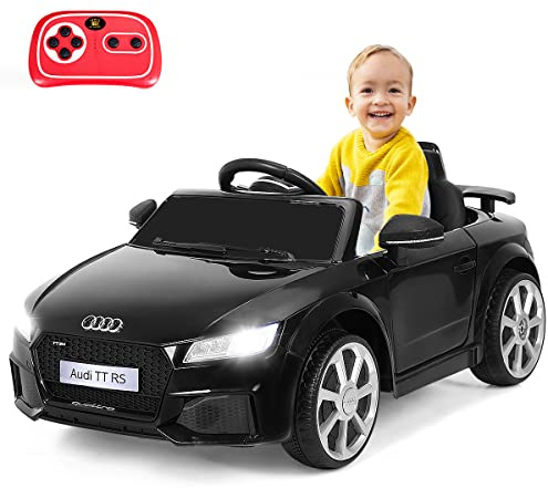 DREAMADE Elektroauto für Kinder, 6V ELektroauto Audi mit 2,4G Fernbedienung, Hupe & Licht & Musik & Sicherheitsgurt, Elektrofahrzeuge für Kinder 3-8 Jahre (Schwarz)
