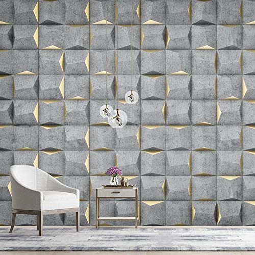 Benutzerdefinierte Fototapete 3D Stereo Geometrie Beton Zement Wandbild Wohnzimmer Tv Sofa Café Wasserdicht 430Cm(W)×300Cm(H)
