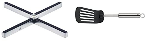 WMF MisterX Topfuntersetzer klappbar 19 x 19 cm & Profi Plus Pfannenwender Kunststoff 32,2 cm, Cromargan Edelstahl teilmattiert, Kunststoffvorderteil, spülmaschinengeeignet, hitzebeständig
