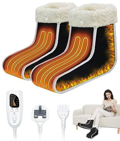 Electric Foot Warmer for Women Men, FERNIDA Heated Feet Warmers for Cold Feet with 6 Levels Temperature Setting and 4 Levels Timer, Fast Heating Foot Pad Reusable Foot heater