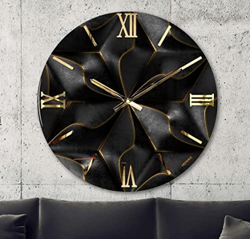 Generico Orologio da Parete, Soggiorno, Cucina, Moderno,Effetto marmo, Base legno, Lavorazione a resina, Numeri a rilievo, Diametro disponibile 40/60/80/100 cm, Made in Italy (40cm, Rosone)