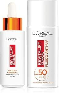 L'Oréal Paris Upplysande och skyddande rutin, med serum 12% rent C-vitamin och SPF 50+, med salicylsyra, Revitalift Clinical, 30 ml + 50 ml