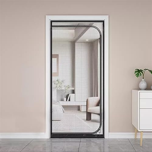 Liveinu Reißverschluss Fliegengitter Tür, Magnet Insektenschutz Balkontür Fliegenvorhang, ohne Bohren, Vorhang für Balkontür Wohnzimmer Schiebetür Terrassentür, D Schwarz, 85x210cm