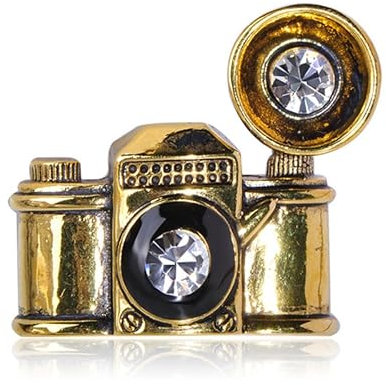 YAHOYA Vintage alte Kamera Form Brosche Antik Gold Farbe Emaille Retro Kristall Broschen Eltern Kinder Jubiläum Geschenk Hijab Anstecknadeln