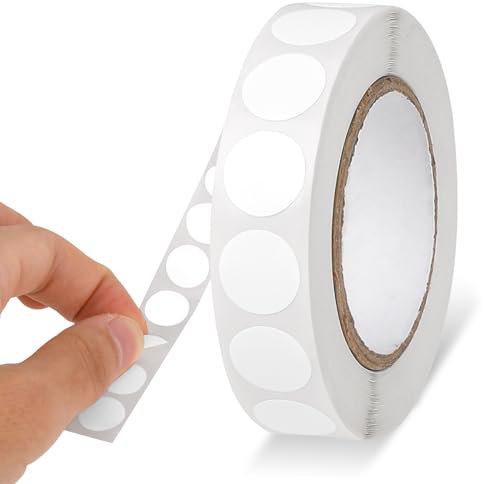 Weiße Runde Aufkleber, 1.3 cm, 1000 Stück, Weiße Punktaufkleber, Wasserfeste Kreisförmige Aufkleber, Farbkodierungsetikett für Büro, Geschäft, Zuhause, Klassenzimmer, Markierung