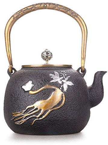 Juegos De Té Simples Y Creativos Hervidor De Hierro Fundido 1300 Ml Olla De Hierro Fundido Hierro Sin Recubrimiento Cubierta De Cobre Ese Artesanía Olla De Hierro Adornos Estilo Ol