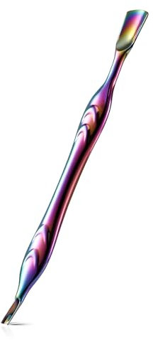 FERYES Spingi cuticole con forchetta, 2 in 1 Taglia cuticole Strumento per la cura delle unghie, Strumento per la rimozione delle cuticole in acciaio inossidabile per manicure e pedicure - Arcobaleno
