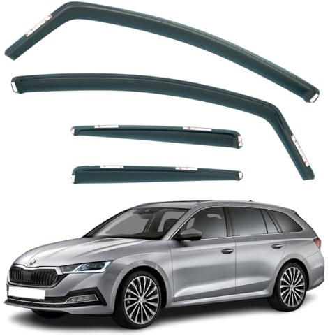 Set mit 4 Windabweisern, kompatibel mit Skoda Octavia 5-Türer Kombi/Wagon 2020 2021 2022 2023 2024 2025 Modelle