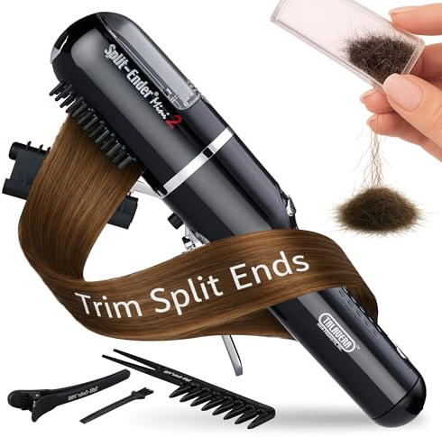 Split-Ender Mini 2 – Original Cordless Split End Hair Trimmer for Dry, Damaged, Brittle, Curly, Frizzy, or Straight Hair – Rechargeable Hair Clipper, Home Styling Tool for Split Ends (Black)
