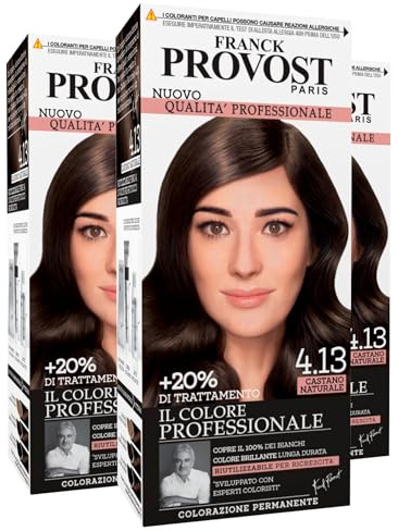 Franck Provost Återanvändbart permanent hårfärg med skönhetsbehandling professionell färgning och långvarig optimal täckning färg 4,13 naturlig brun - 3 färger