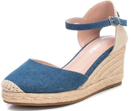 REFRESH - Scarpa con Fibbia da Donna, Colore: Marrone, Taglia: 37, Jeans, 42
