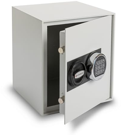 Konsmetall - Tresor für Zuhause Kolibri 2.0 34 S1, Safe Elektronisch, Möbeltresor 33,7 x 29,8 x 29,8 cm, Tresor-Box mit Elektronisches Codeschloss, Gesamttürstärke 40 mm - Lichtgrau