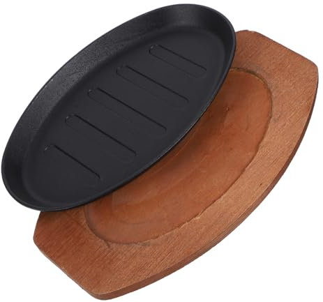 Alipis Assiette à Steak Fer Assiette à Poisson Grillé Plateau Bois Pour Service à Domicile