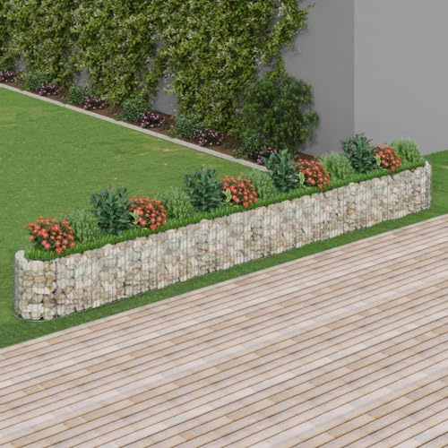 Hovothy Jardinière surélevée en gabion - Panier en pierre - Pour plantes - Mur de jardin - Parterre de plantes - Mur de plantes - Grille gabion - Argenté - 540 x 50 x 50 cm - Fer galvanisé