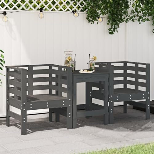 Sufrk Gartenstühle 2 STK. Garten StüHle Relaxsessel Garten Gartensessel Outdoor GartenstüHle Grau 61,5x53x71 cm Massivholz Kiefer