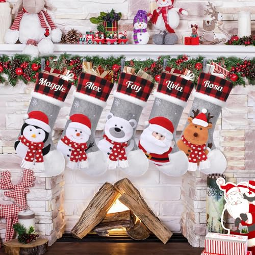 MJARTORIA Weihnachtsstrumpf Personalisiert Nikolausstrumpf mit Namen, Christmas Stockings Groß Nikolausstiefel zum Befüllen, Weihnachtssocken zum Aufhängen Kamin Weihnachtsbaum Deko