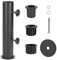efuturetime Pied de Parasol, Tube de Parasol, Support Parasol Metal Réglable avec 3 Anneaux de Réduction en PVC (28/38/48mm), Noir