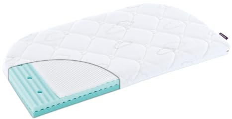 TRÄUMELAND Beistellbett Matratze AIR 45x88x7 cm mit 2 abgerundeten Ecken, atmungsaktive Baby Matratze, Öko-Tex 100 zertifiziert, hautfreundlich, allergikergeeignet, Made in Austria