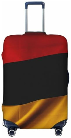 QMNEHJ Reisegepäckhülle, Deutschland-Flagge, Kofferabdeckung, Schutz, elastischer Gepäckschutz, kratzfest, wasserdichte Kofferhülle, passend für 45,7 - 81,3 cm große Koffer, Schwarz , M