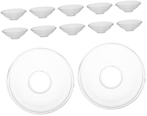 GLEAVI 12 Pezzi Porta-cera in Vetro Trasparente Scanalato Protezione Antigoccia Per Candele Per Casa Ristorante Hotel