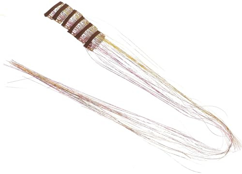 NULYLU 6Pcs Colored Hair Tinsel Extensions Clip in Decorative Strands for Easy Hairstyling for Parties and Cosplay Shiny Synthetic Hair Highlights Simple Installation