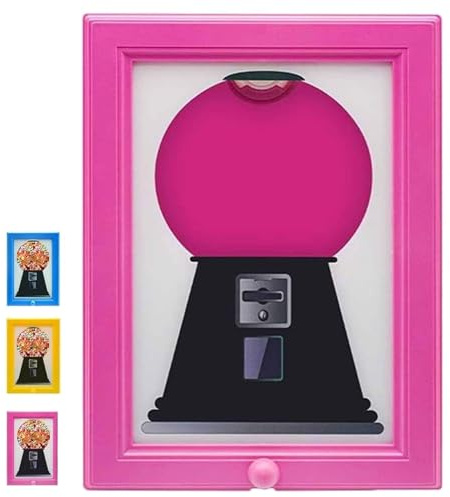 Candy Dispenser Picture Frame, Wall Mounted Candy Dispenser Picture Hanging Mounted Frame, Handy Candy Dispenser Picture Frame, Perfect for Holiday Gifts, Hang on Wall, Stand on Table (Pink)
