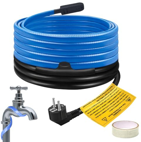 Rakuker 6M Rohrbegleitheizung, 120V Begleitheizung Wasserleitung, frostschutz Heizkabel mit thermostat, 25W/M, Begleitheizung mit Thermostat, Pflanzen Heizkabel für Metall Hausrohren, Rohrleitungen