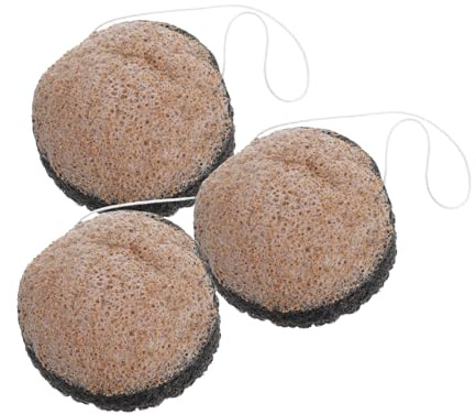 VILLFUL 3 Piezas Face Scrubber Doble Cara con Semillas de Nuez y Esponja Bambú para Limpieza y Corporal Removedor de Maquillaje Reutilizable para Ducha y Cuidado de Sensible