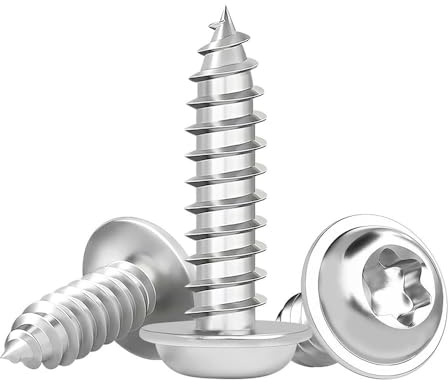 AIVEKE M4 x 20mm (20 Stück) Holzschrauben Torx - Edelstahl A2 V2A Selbstschneidende Schrauben mit Scheibe Flachkopf Blechschrauben Vollgewinde Silber