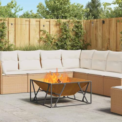 Firepit Funkentopf Feuerschale Feuertopf,Feuerstelle Braun 80 x 80 x 40 cm Stahl,Feuerschalen Für Den Garten,Terrasse Und Balkon,Vielseitig Einsetzbar