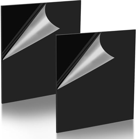 Eulihent 2 Stück 30x30 cm Schwarze Acrylplatte, Kunststoffplatte 3mm, Acrylglas Platte, Kratzfest Polyethylen Platte, Acrylplatten mit Schutzfolie für Heimdekoration, Malerei, DIY, Handwerk, Schilder