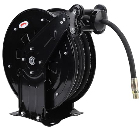 Fafeicy Avvolgitubo per Idropulitrice Ad Alta Pressione, Riavvolgimento Automatico per Carichi Pesanti da 32,81 Piedi 4000PSI con Raccordi in Ottone Massiccio, per Idropulitrice