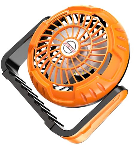 Zanthicia Ventilatore da tavolo piccolo e silenzioso con display della batteria a livelli, mini ventilatore portatile, ricaricabile in ABS, da tavolo, piccolo, arancia