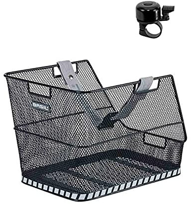 Basil Class Gepäckträgerkorb Fahrrad - Schultaschen - Korb hinten Schwarz inkl. Fahrradklingel