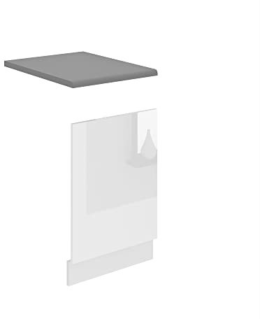 Belini - Pannello frontale per lavastoviglie PO, 45 cm di larghezza, pannello frontale per lavastoviglie senza maniglia, colore: Bianco lucido