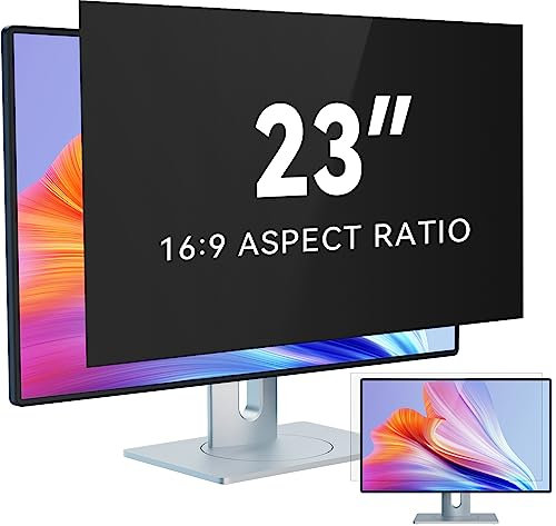 IPROKKO 23 Zoll Computer Sichtschutzfolie for 16:9 Monitor, abnehmbarer Sichtschutz Anti Blaulicht Blendschutz Blickschutzfolie Displayschutz Blickschutzfilter für 23Zoll Hp Dell Acer Lenovo Asus