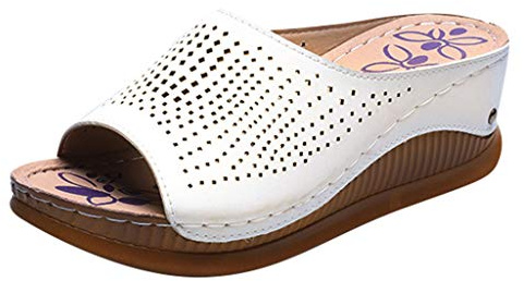 Komforttofflor, damer, öppet tåområde, sandaler, damer, ledig, sommarskor, platåsandaler, tofflor, damer, sommar, tofflor, sandaler, Vit, 36 EU