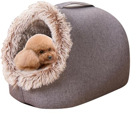Maison portable pour animaux de compagnie - Grotte d'hiver semi-fermée pour chats et chiens à l'intérieur - Maisons de lit pour animaux de compagnie pour camping, salon, chambre à coucher, balcon,