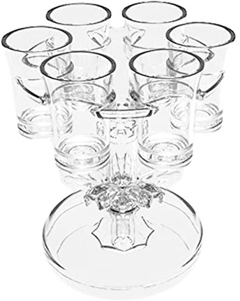 Dispensador de 6 Vasos de chupito, dispensador de Bebidas para Fiesta, dispensador de Vasos de chupito y Soporte, dispensador de Bebidas de Fiesta, vertedor de chupito acrílico para Jugo, licores,