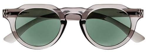 OPULIZE RIO - Occhiali da Lettura con Lente da Sole - Montatura Bordo Superiore Piatto - Protezione UV400 - Grigio - Uomo Donna - S53-7- +2.00