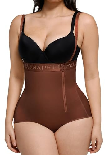 SHAPELLX Tummy Control Shapewear Panty High Waist Faja Body Shaper Brown