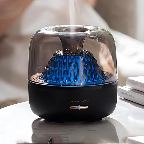 MARZIUS Diffuseur d'huiles essentielles, humidificateur portable avec brume froide, veilleuse 7 couleurs et arrêt automatique (noir)