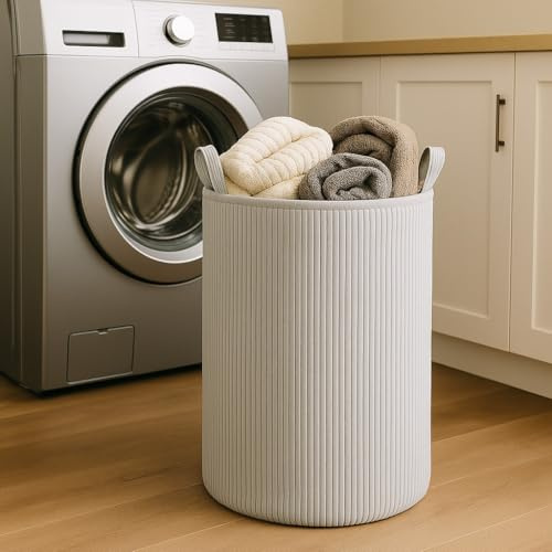 PUTSKA Laundry Basket – Blanket Basket for organising, Décor and Toys, Clothes Hamper – Perfect for Baby and Kids Room, Nursery, Bedroom, Bathroom, Living Room – Extra Large, Grey